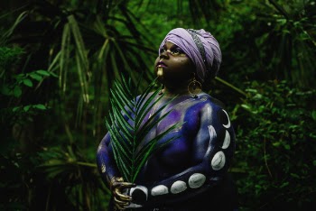 Woman Wearing Blue Traditional Dress