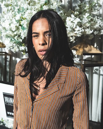 Woman Wearing Brown and Grey Striped Suit Jacket