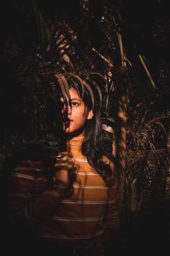 Woman Wearing Brown and White Striped Shirt