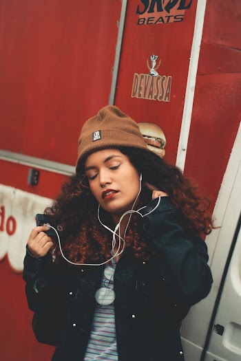 Woman Wearing Brown Bubble Hat