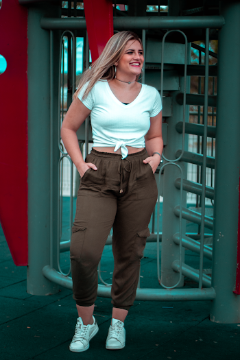Woman Wearing Brown Cargo Pants Photo