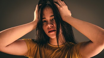 Woman Wearing Brown Crew-neck T-shirt