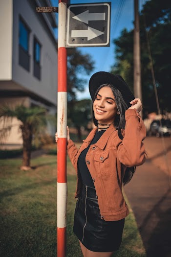 Woman Wearing Brown Denim Jacket