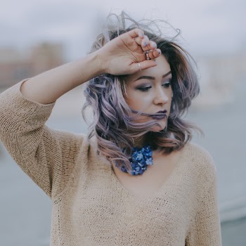 Woman Wearing Brown Knitted Scoop-neck Sweater