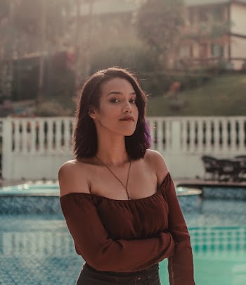 Woman Wearing Brown Off-shoulder Top