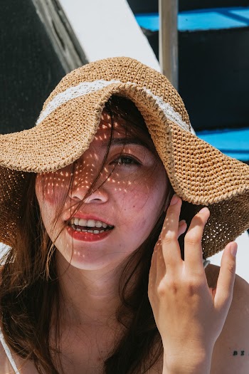 Woman Wearing Brown Sun Hat