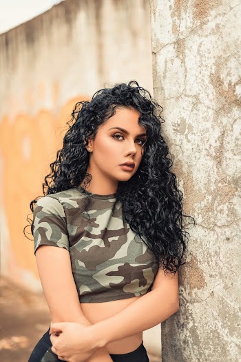 Woman Wearing Camouflage Crop Top