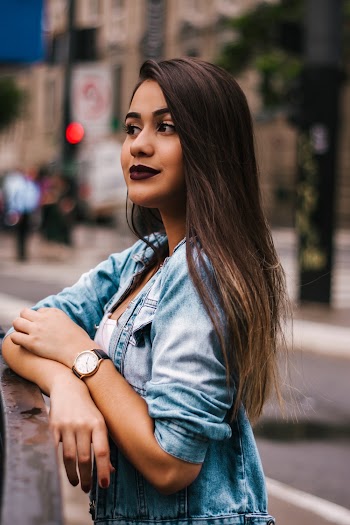 Woman Wearing Denim Jacket