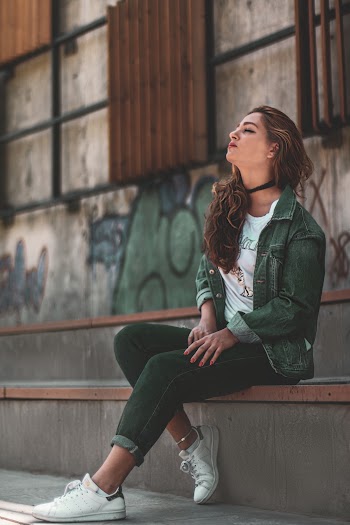 Woman Wearing Denim Jeans And Jacket