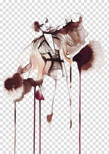 Woman wearing dress abstract , Fashion illustration Watercolor painting Illustrator Illustration, Graffiti fashion beauty transparent background PNG clipart