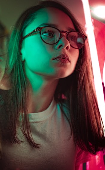 Woman Wearing Eyeglasses and White Crew-neck Top
