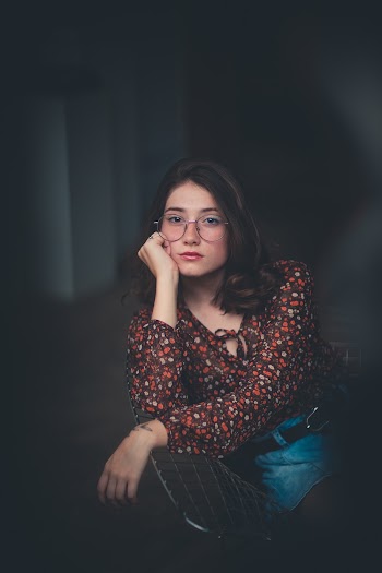 Woman Wearing Floral Long-sleeved Blouse