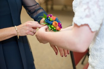 Woman Wearing Floral Wristband