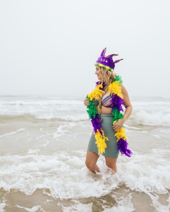 Woman Wearing Garland By The Shore