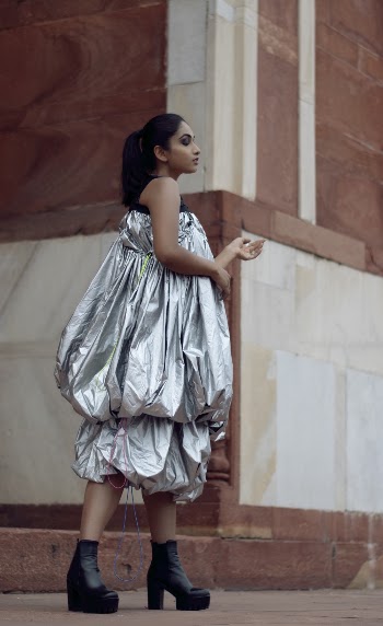 Woman Wearing Gray Dress