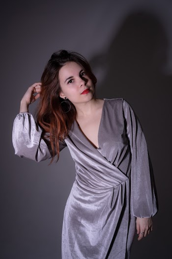 Woman Wearing Gray Long-sleeved Dress