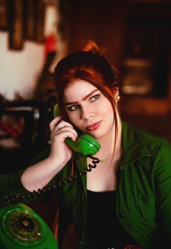 Woman Wearing Green Collared Top