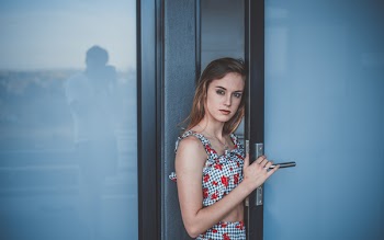 Woman Wearing Grey and Red Top
