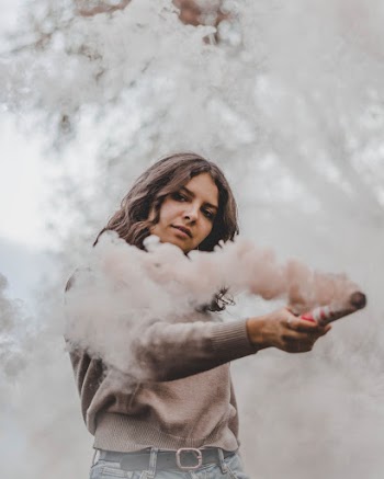 Woman Wearing Grey Sweater