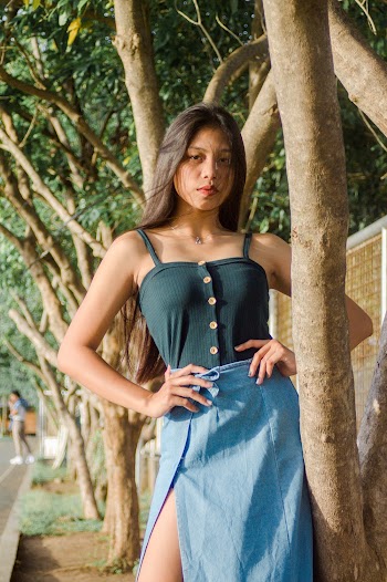 Woman Wearing High Slit Skirt