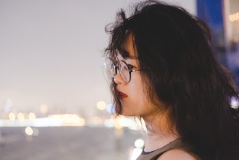 Woman Wearing Hippie Eyeglasses