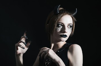 Woman Wearing Horn Headband