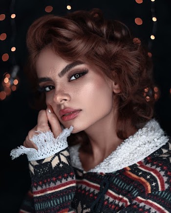 Woman Wearing Knitted Sweater