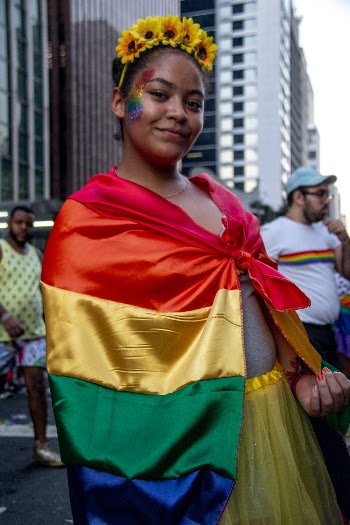 Woman Wearing Multi-coloured Flag
