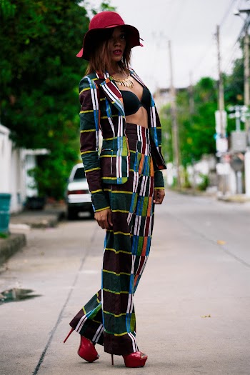 Woman Wearing Multicolored Blazer on Street