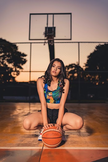 Woman Wearing Multicolored Floral Sport Bra