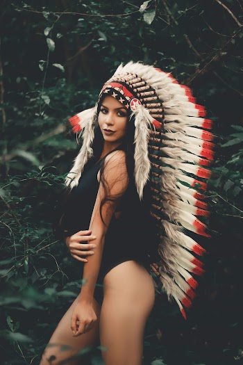 Woman Wearing Native American Har