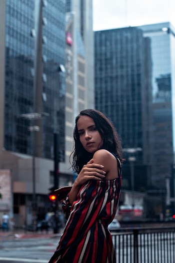 Woman Wearing Off Shoulder Dress