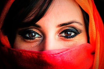 Woman Wearing Orange and Red Hijab Veil