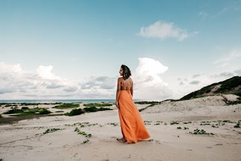 Woman Wearing Orange Dress