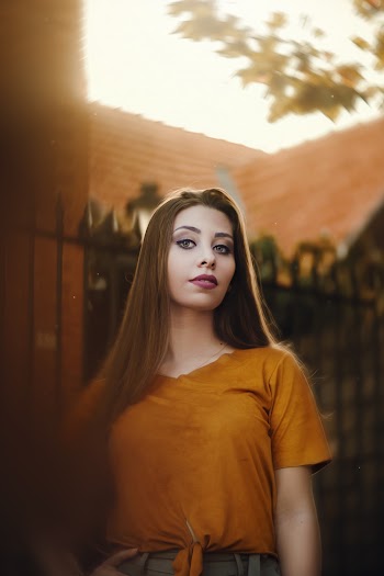 Woman Wearing Orange T-shirt