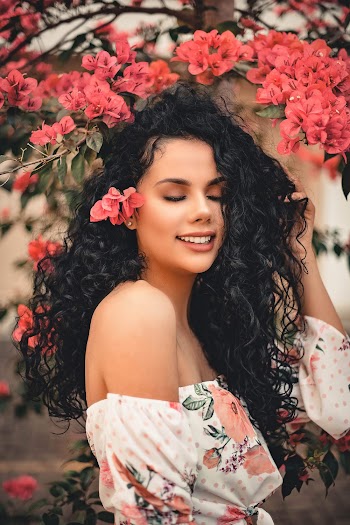 Woman Wearing Pink and White Off-shoulder Top