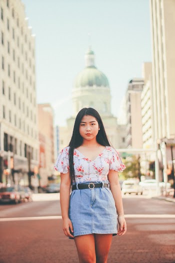 Woman Wearing Pink Floral Shirt
