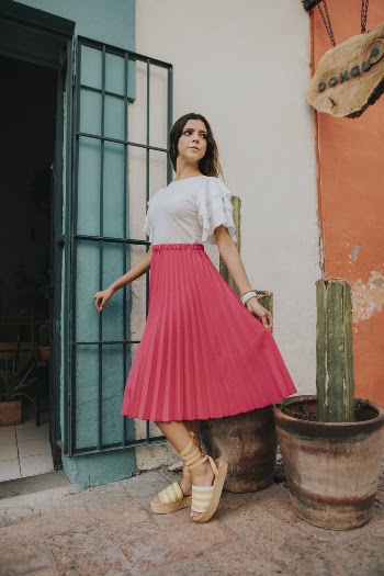 Woman Wearing Pink Skirt