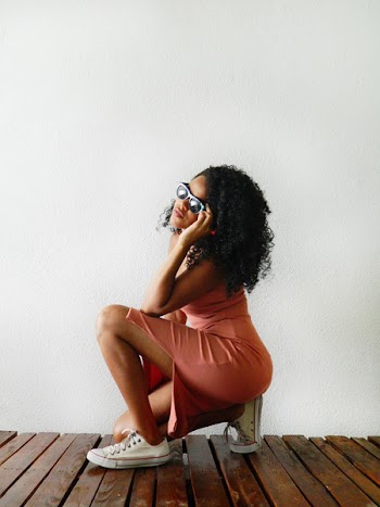 Woman Wearing Pink Sleeveless Dress