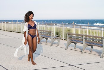 Woman Wearing Purple Bikini