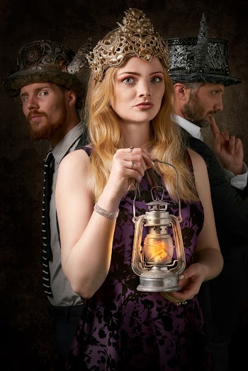 Woman Wearing Purple Dress Holding Oil Lamp
