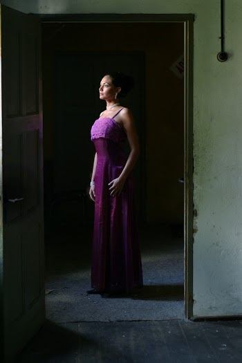 Woman Wearing Purple Gown