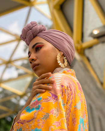 Woman Wearing Purple Headscarf