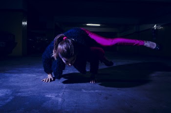 Woman Wearing Purple Leggings Dancing Hip Hop