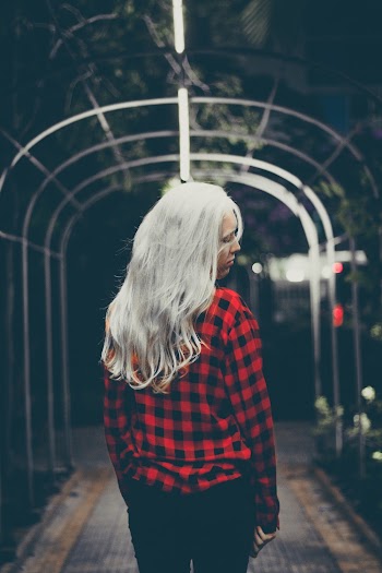 Woman Wearing Red and Black Plaid Dress Shirt