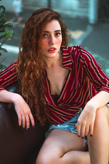 Woman Wearing Red and Black Striped Dress Shirt