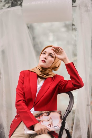 Woman Wearing Red Blazer