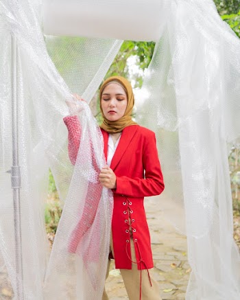 Woman Wearing Red Blazer