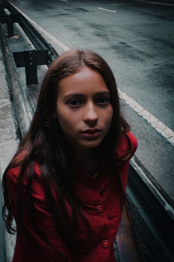 Woman Wearing Red Collared Top