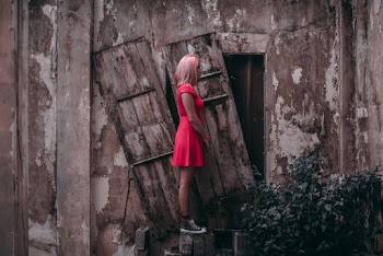 Woman Wearing Red Dress